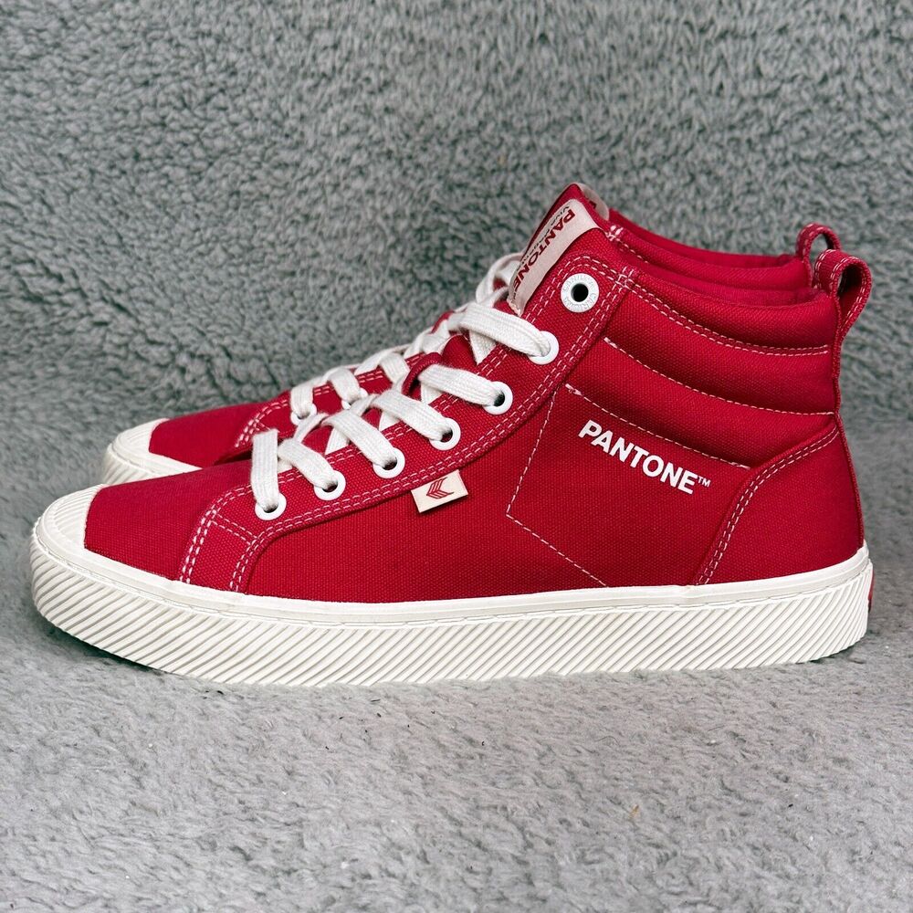 Cariuma Pantone Viva Magenta Womens Size 8 High Top Sneakers Shoes Red Canvas - Picture 3 of 9